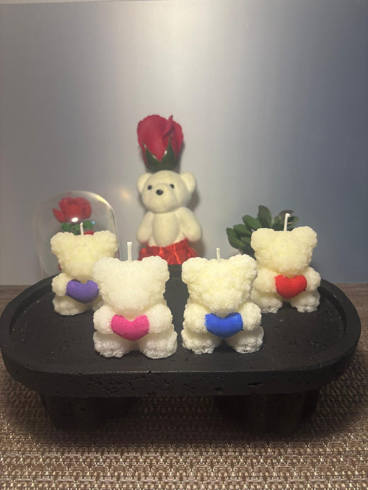 LOT X 2 BOUGIES PETIT OURSON COEUR - sans parfum