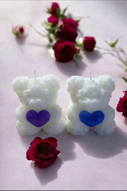 LOT X 2 BOUGIES PETIT OURSON COEUR - sans parfum